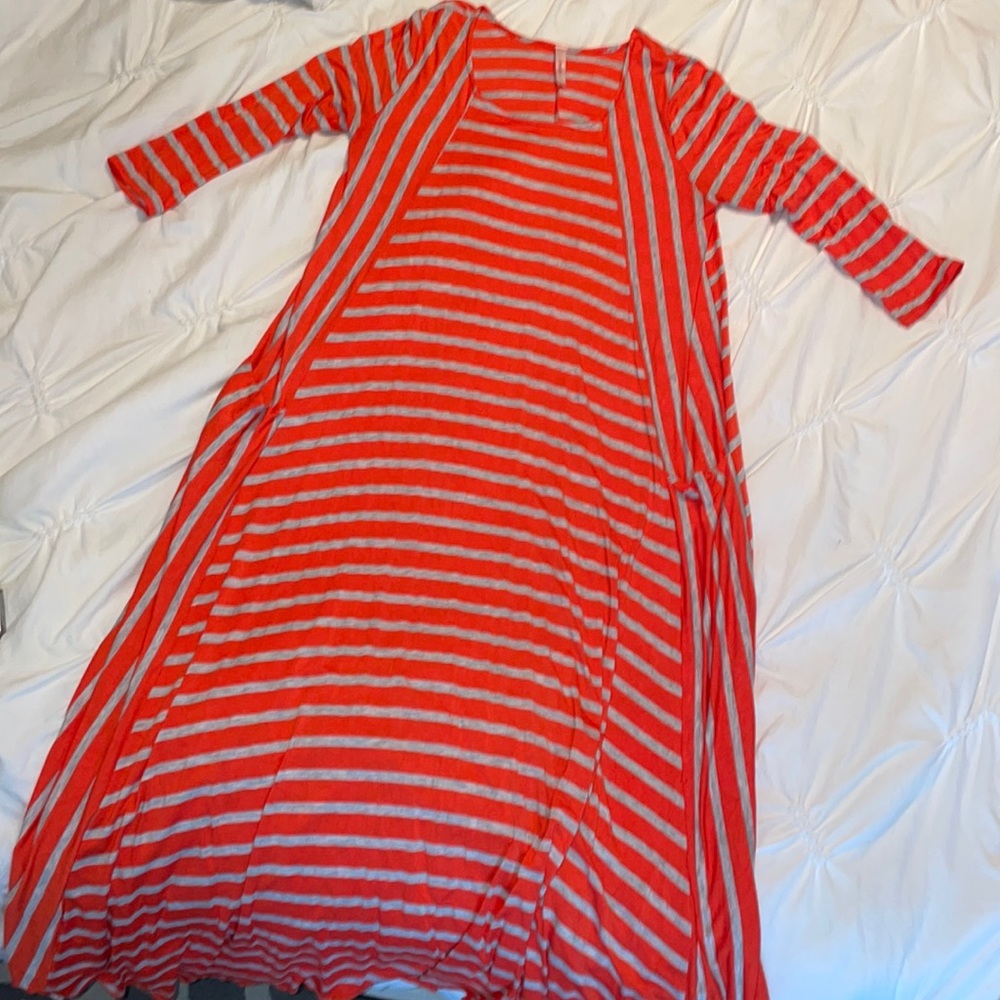 J mode USA - size medium - maxi dress - orange/coral and gray